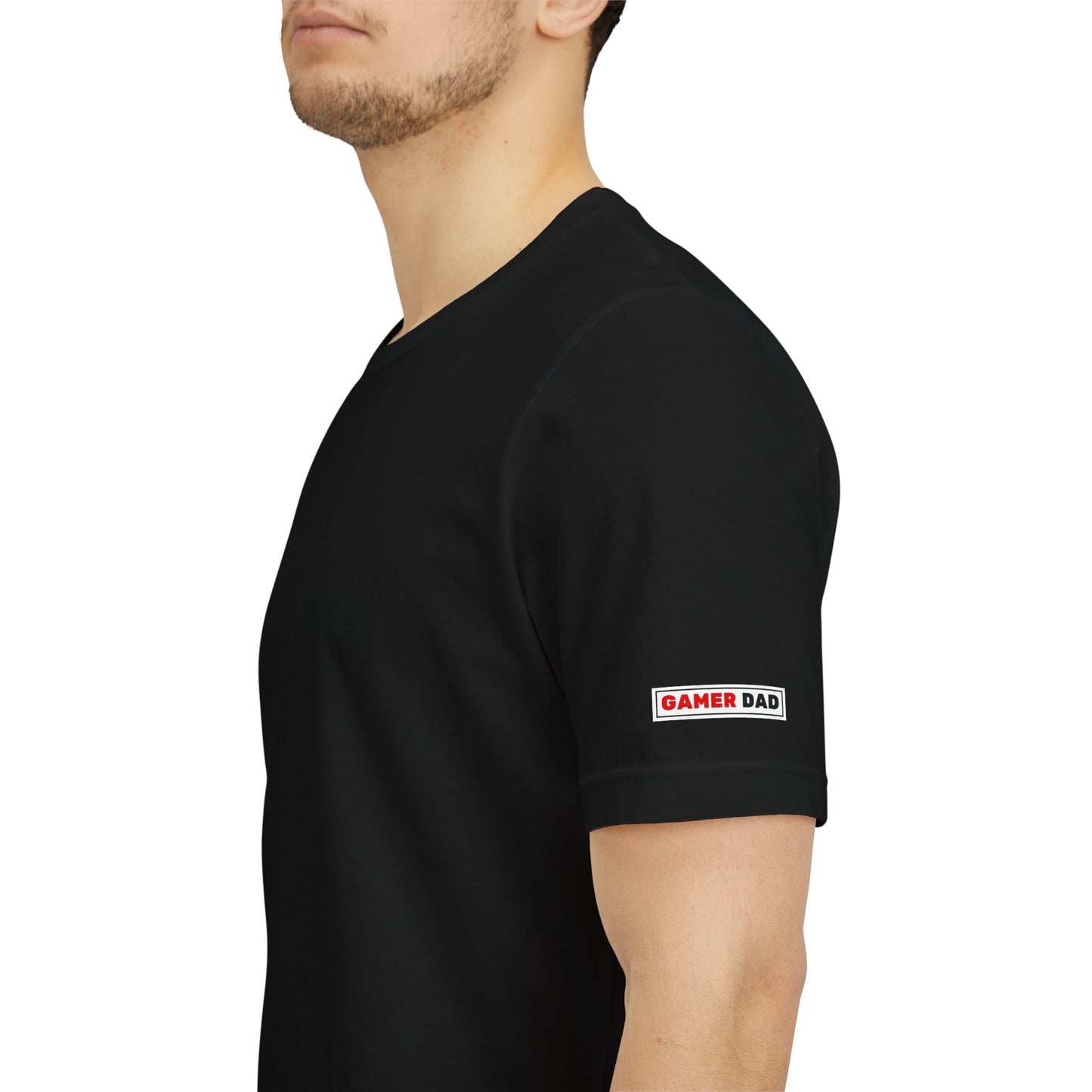 Gamer Dad Tee in Black- Work. Family. Game. Repeat.